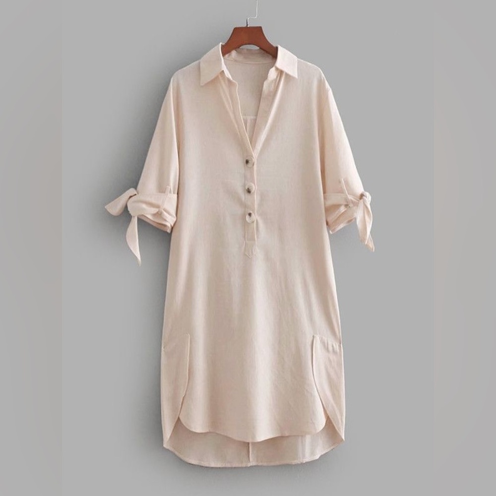 Zara Basic Pale Pink Tunic Dress Shirt